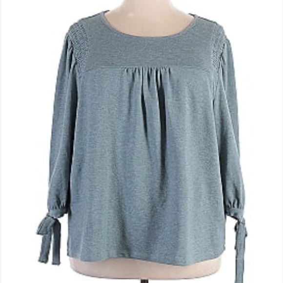 Zac & Rachel Teal Smocked Long Sleeve Blouse – Size 1X - Picture 1 of 13